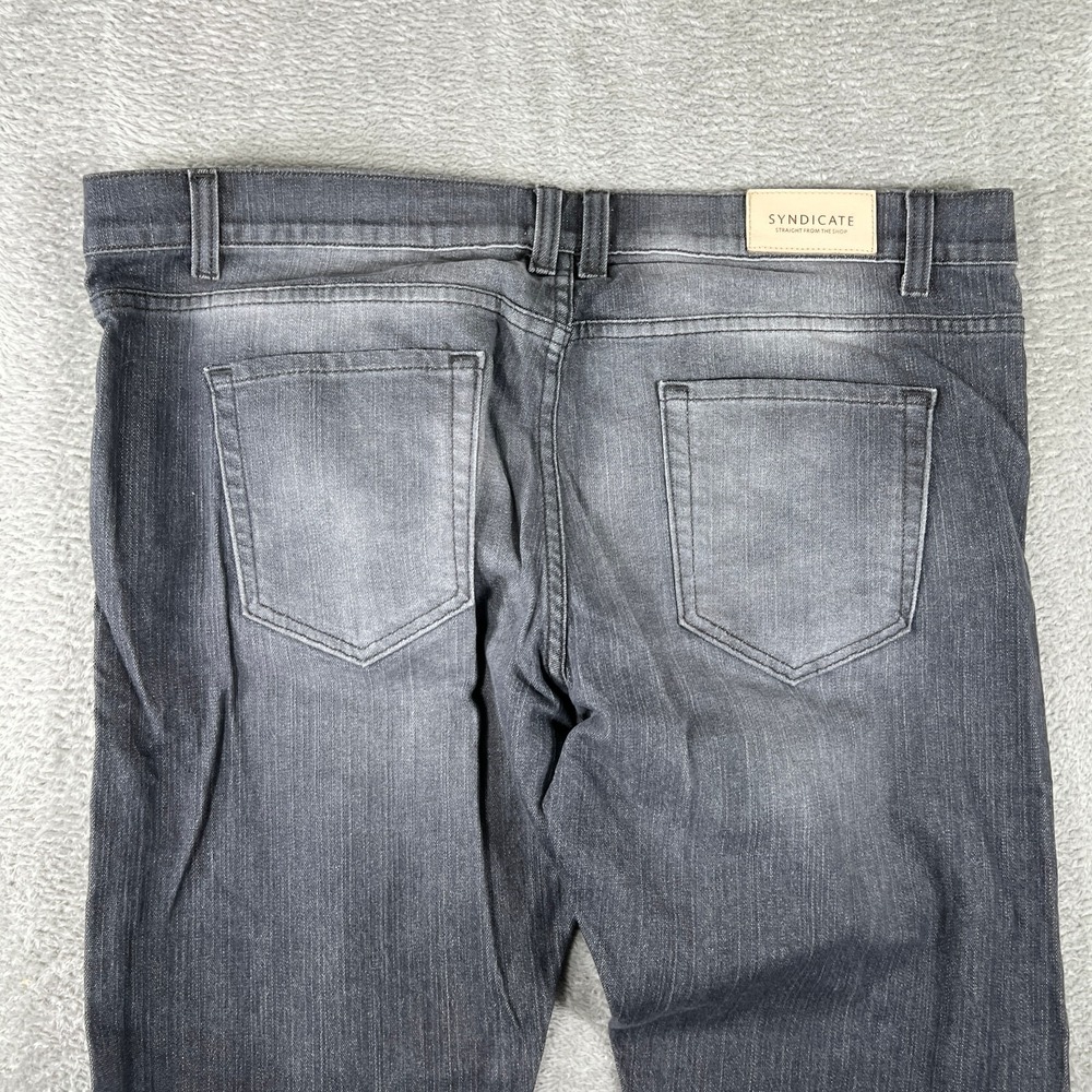 Syndicate Core Jeans Mens 38x33 Gray Straight Leg Denim Streetwear Minimal - Picture 8 of 13